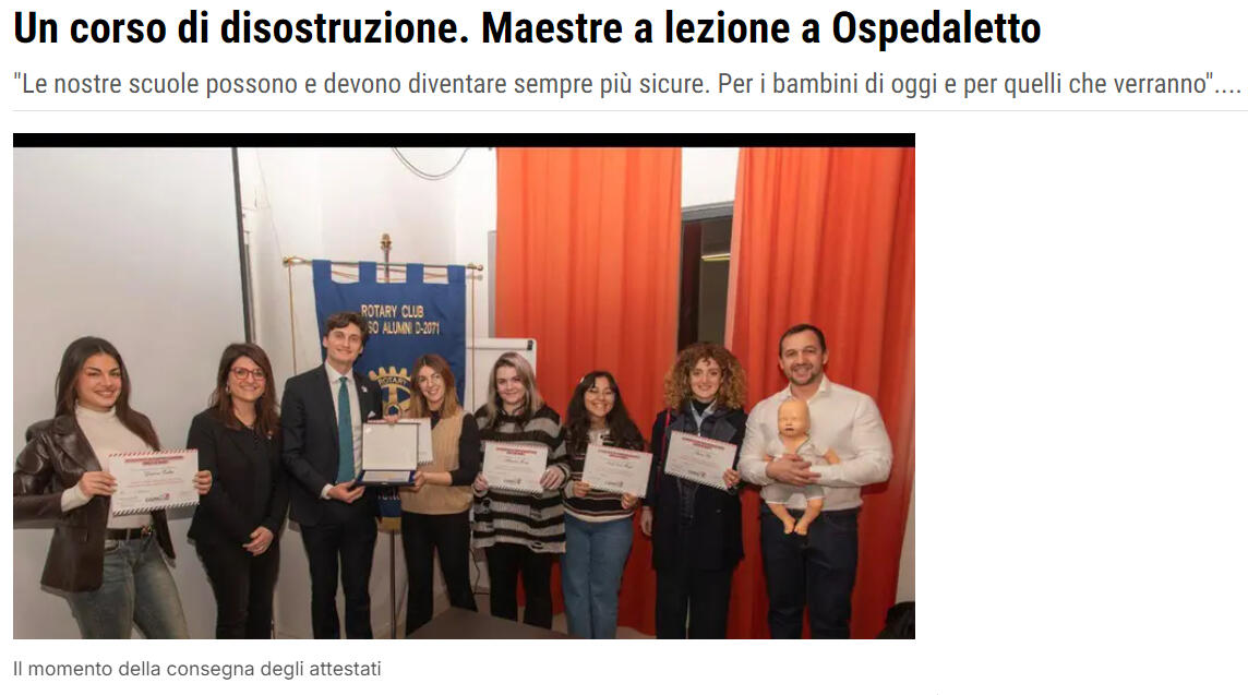 Un corso di disostruzione. Maestre a lezione a Ospedaletto