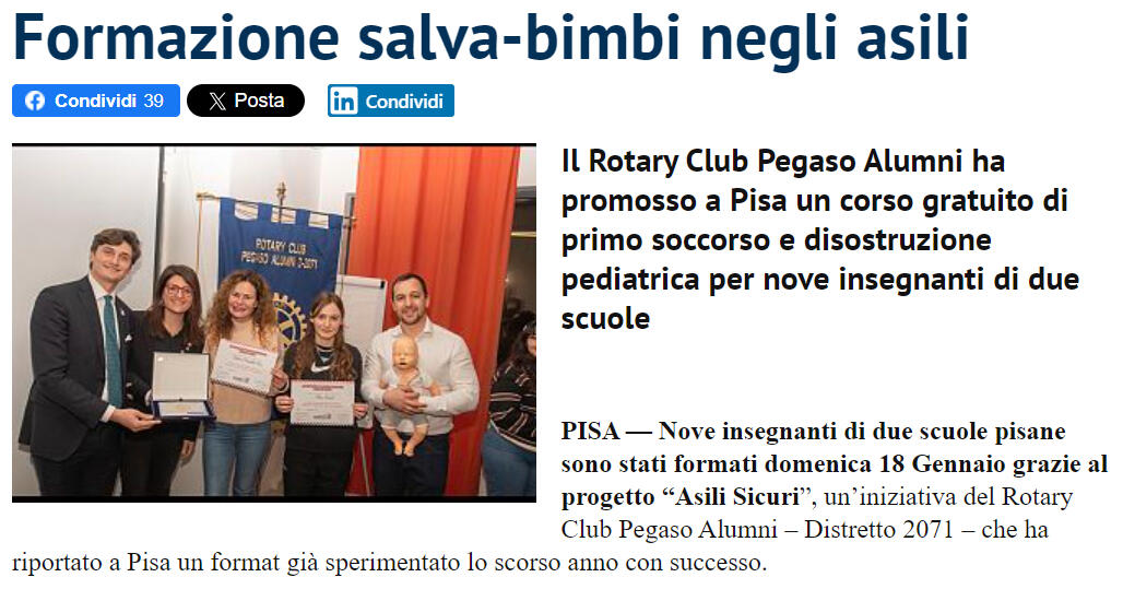 Formazione salva-bimbi negli asili Formazione salva-bimbi negli asili